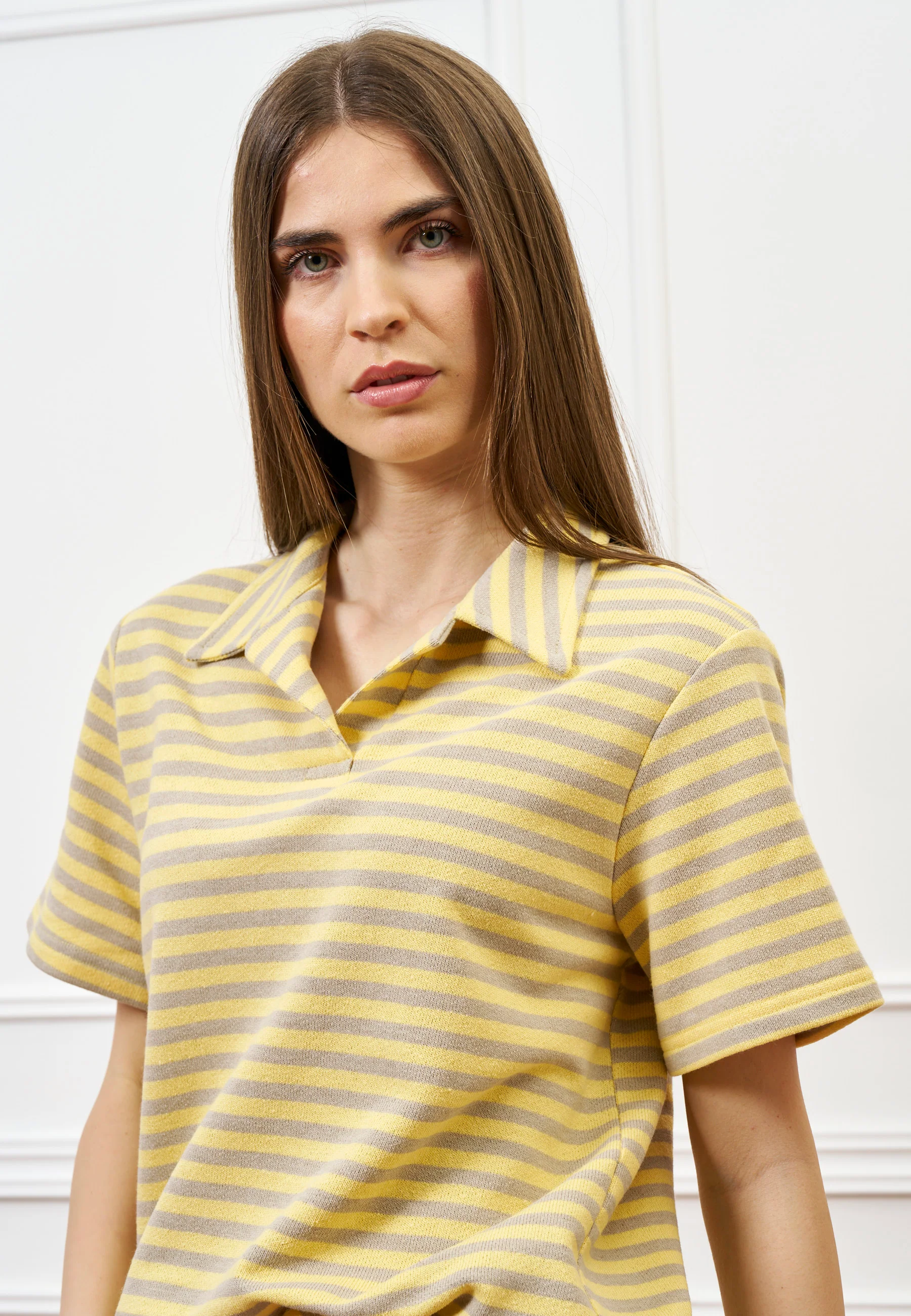 T-shirt polo a righe - GIALLO - Image 2