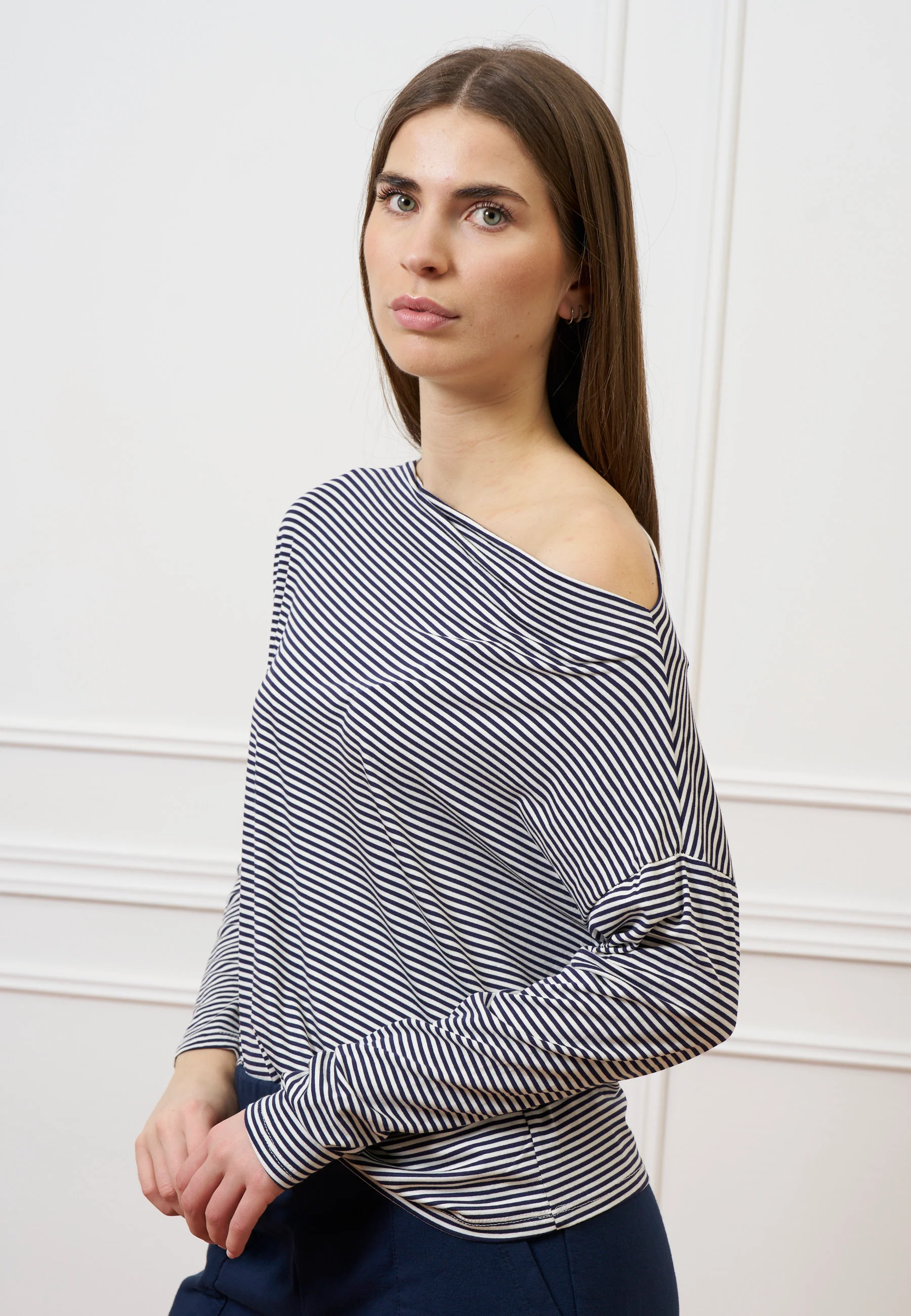 T-shirt scatola in jersey a righe - AVORIO/BLU - Image 2