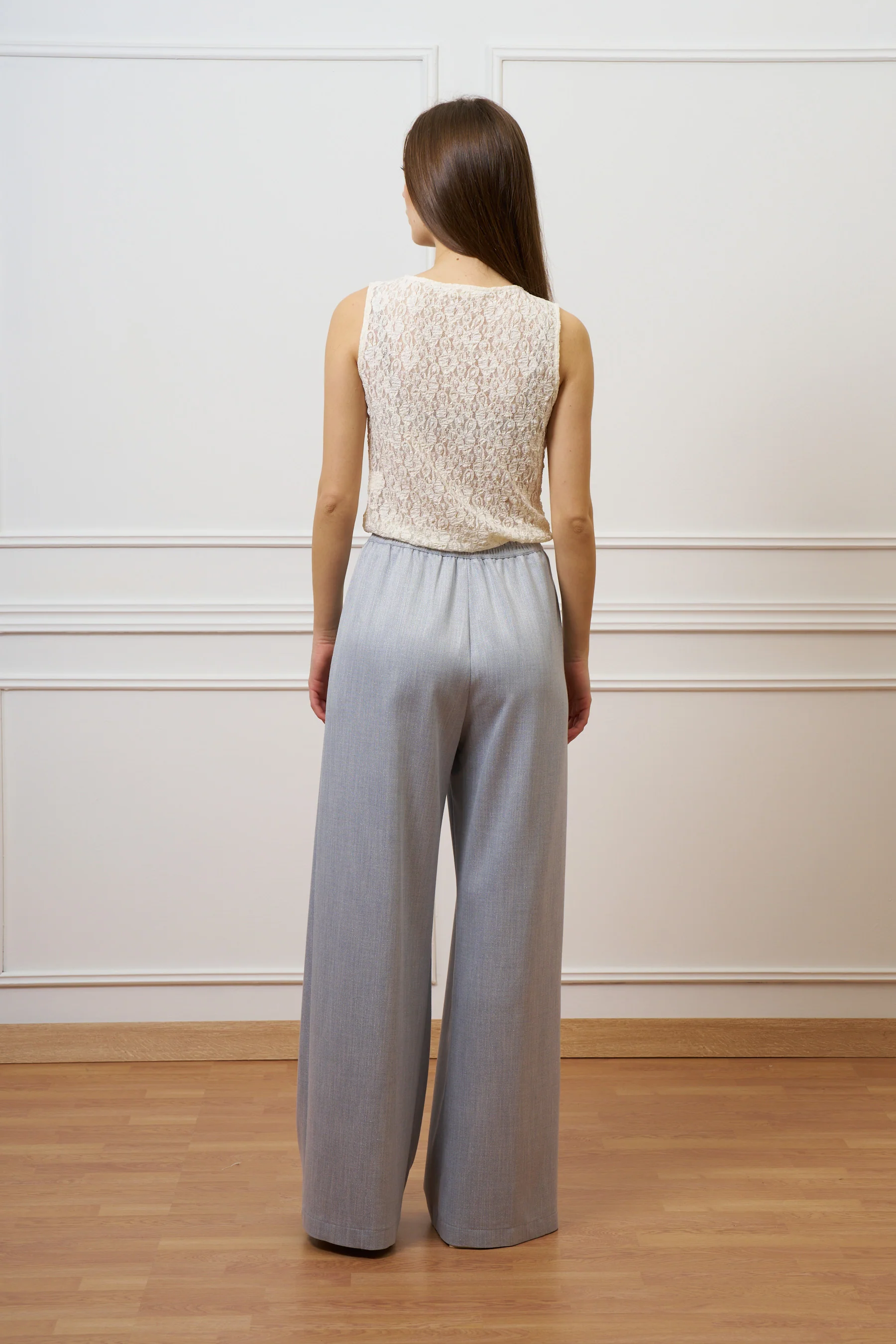 Top in pizzo stretch - BIANCO - Image 4