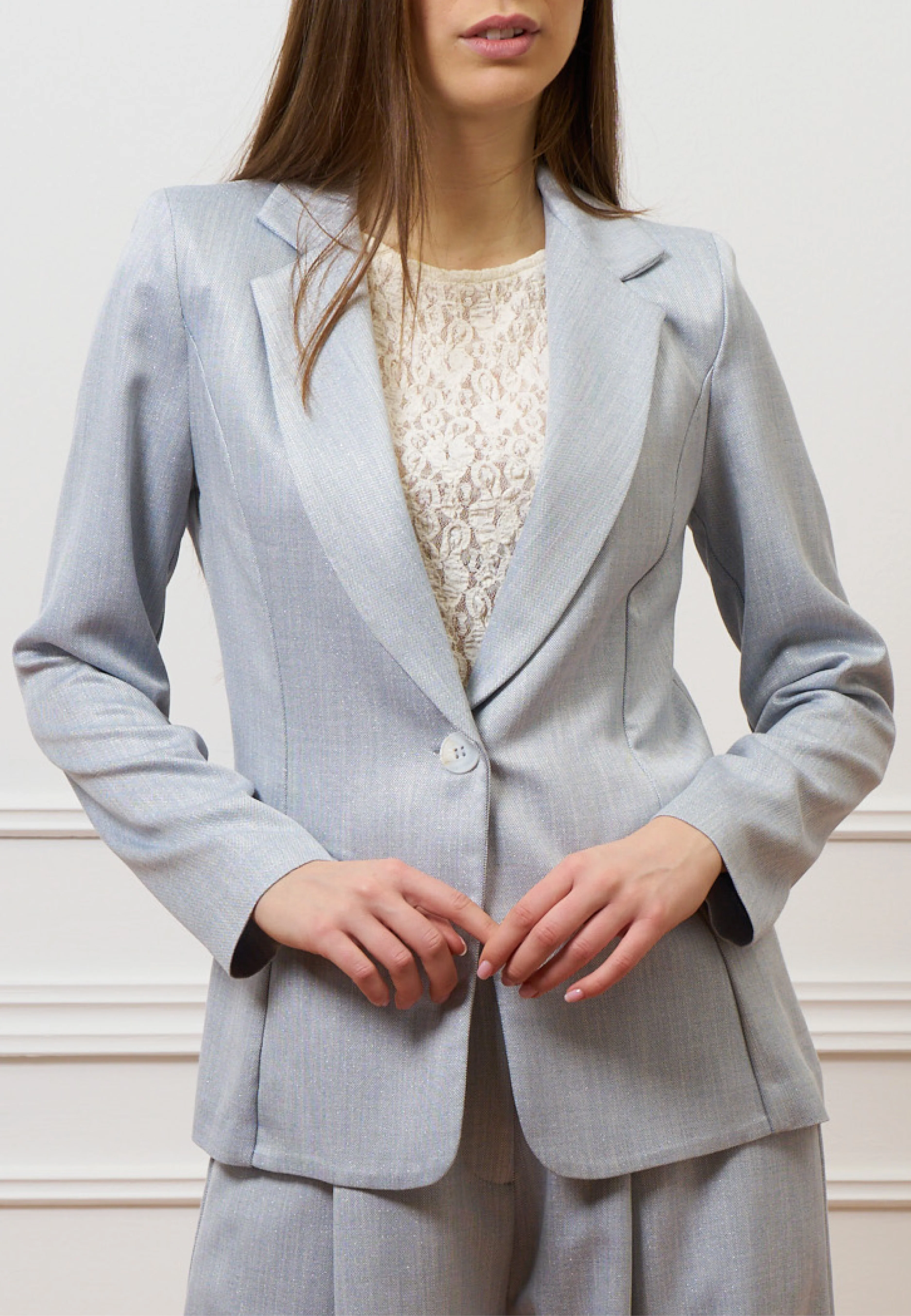 Top in pizzo stretch - BIANCO - Image 6