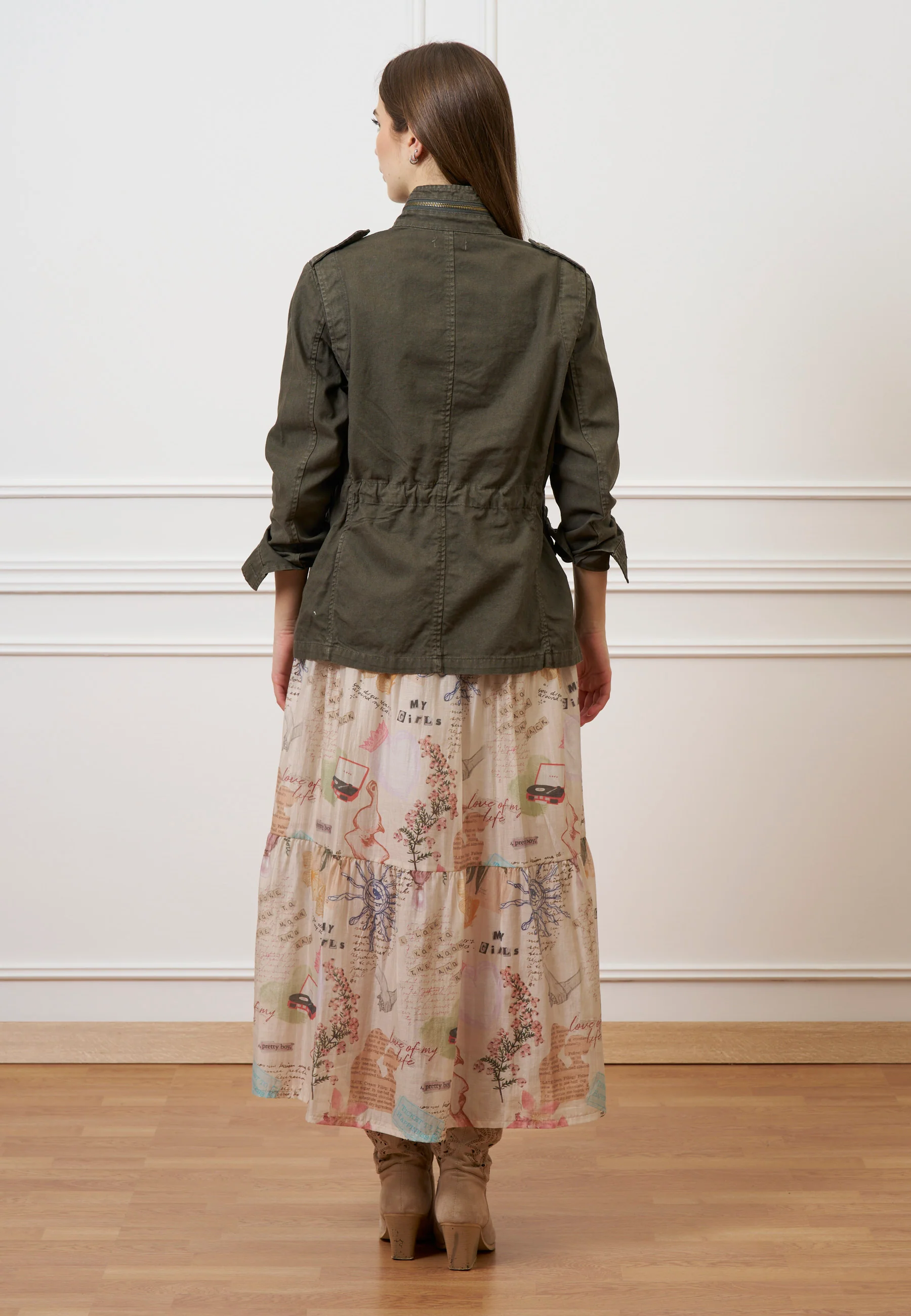 Vestito lungo chemisier con cintura - AVORIO/ROSA - Image 8