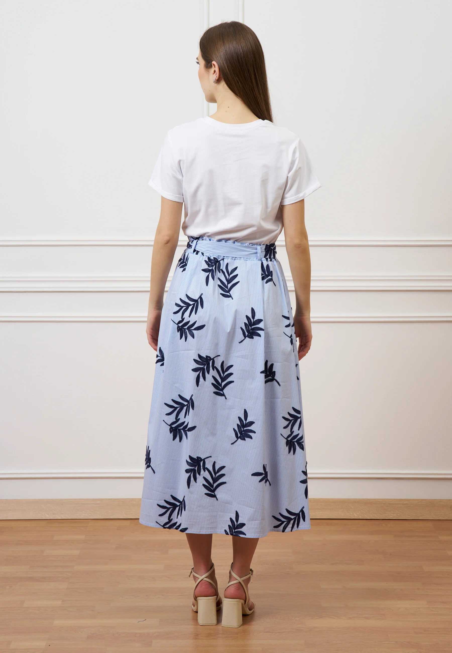 Vestito lungo combinato - BIANCO/CELESTE - Image 11