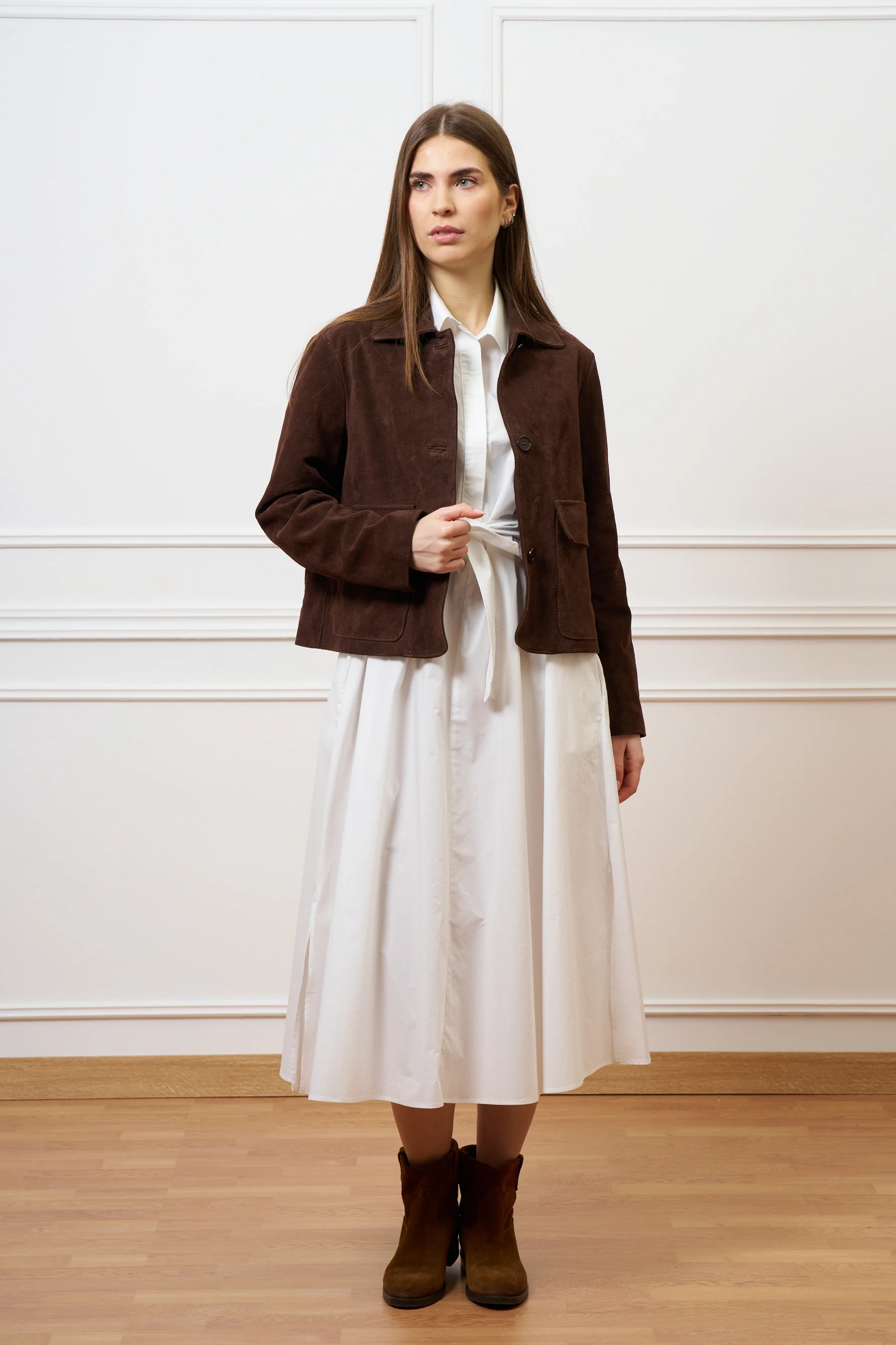 Vestito lungo in cotone - BIANCO - Image 7