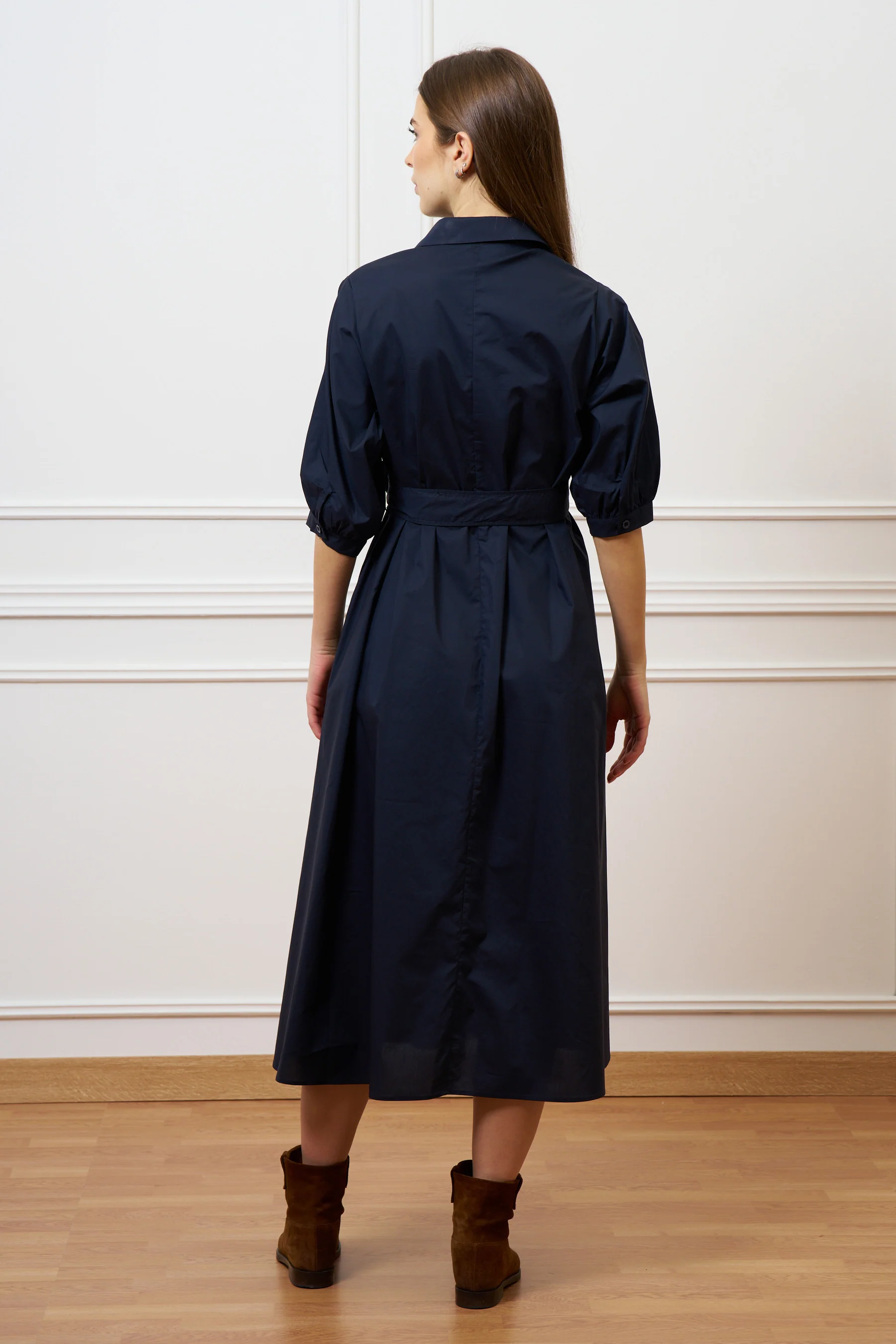 Vestito lungo in cotone - BLU - Image 5