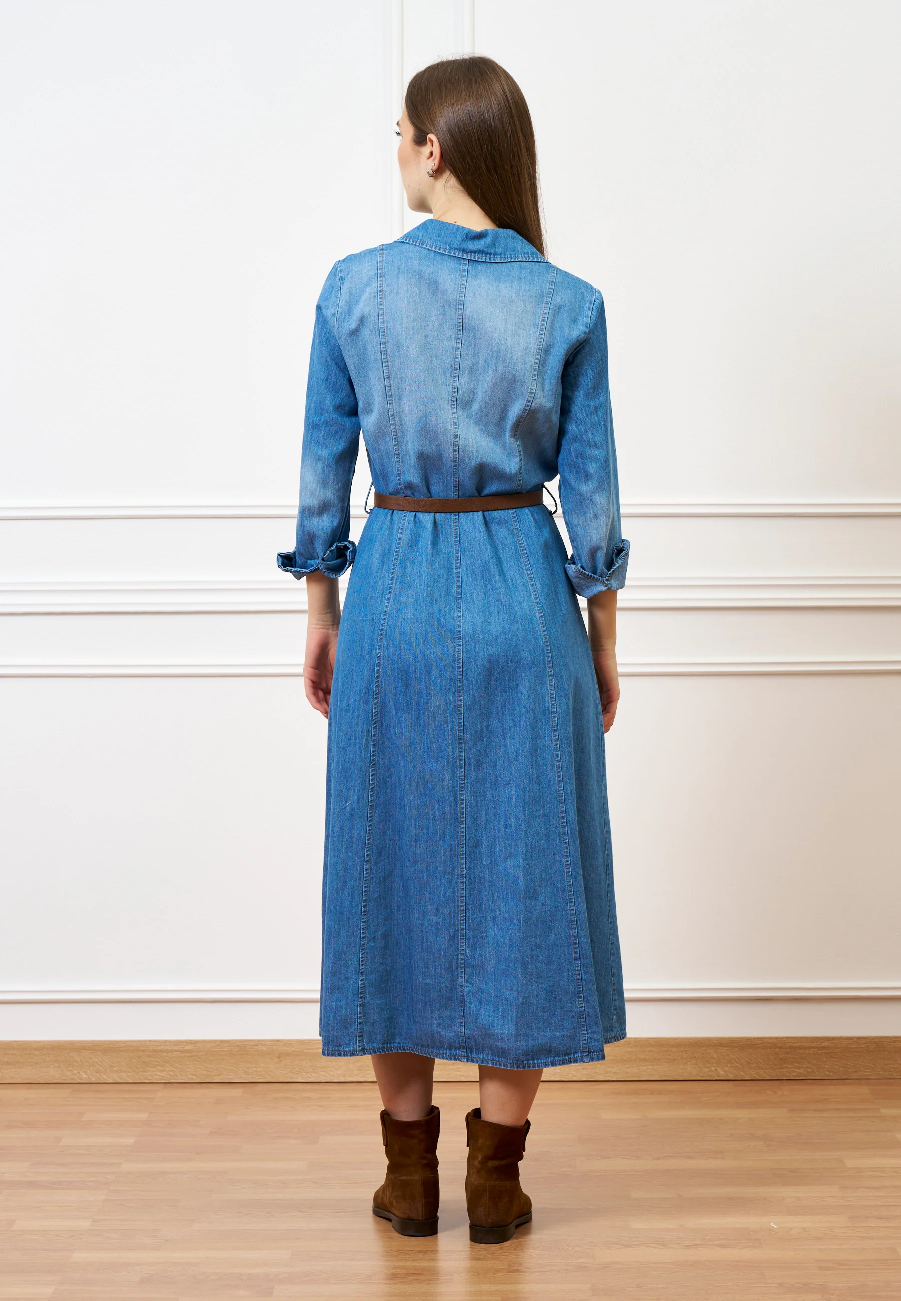 Vestito lungo in jeans  - BLU - Image 5