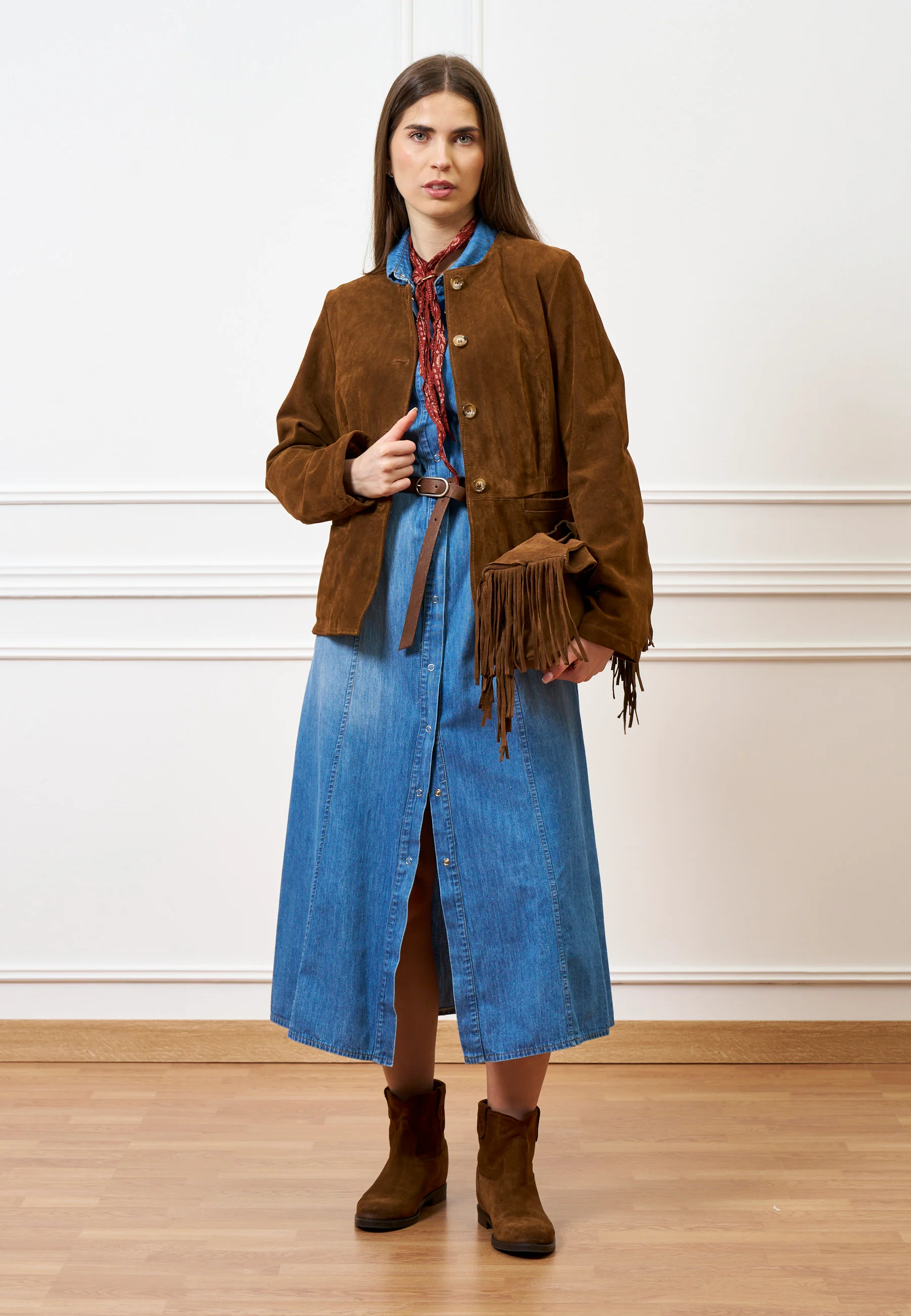 Vestito lungo in jeans  - BLU - Image 6