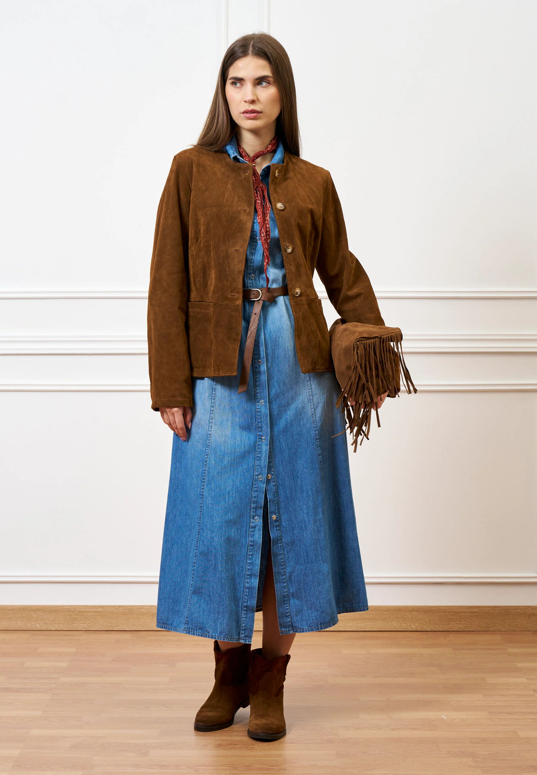 Vestito lungo in jeans  - BLU - Image 7